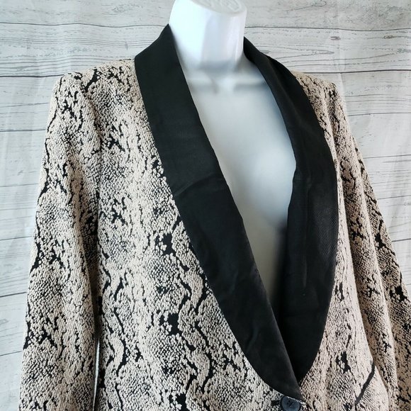Free People Womens‎ Modern Blazer Sz XS Beige Black Single Button - Picture 2 of 6
